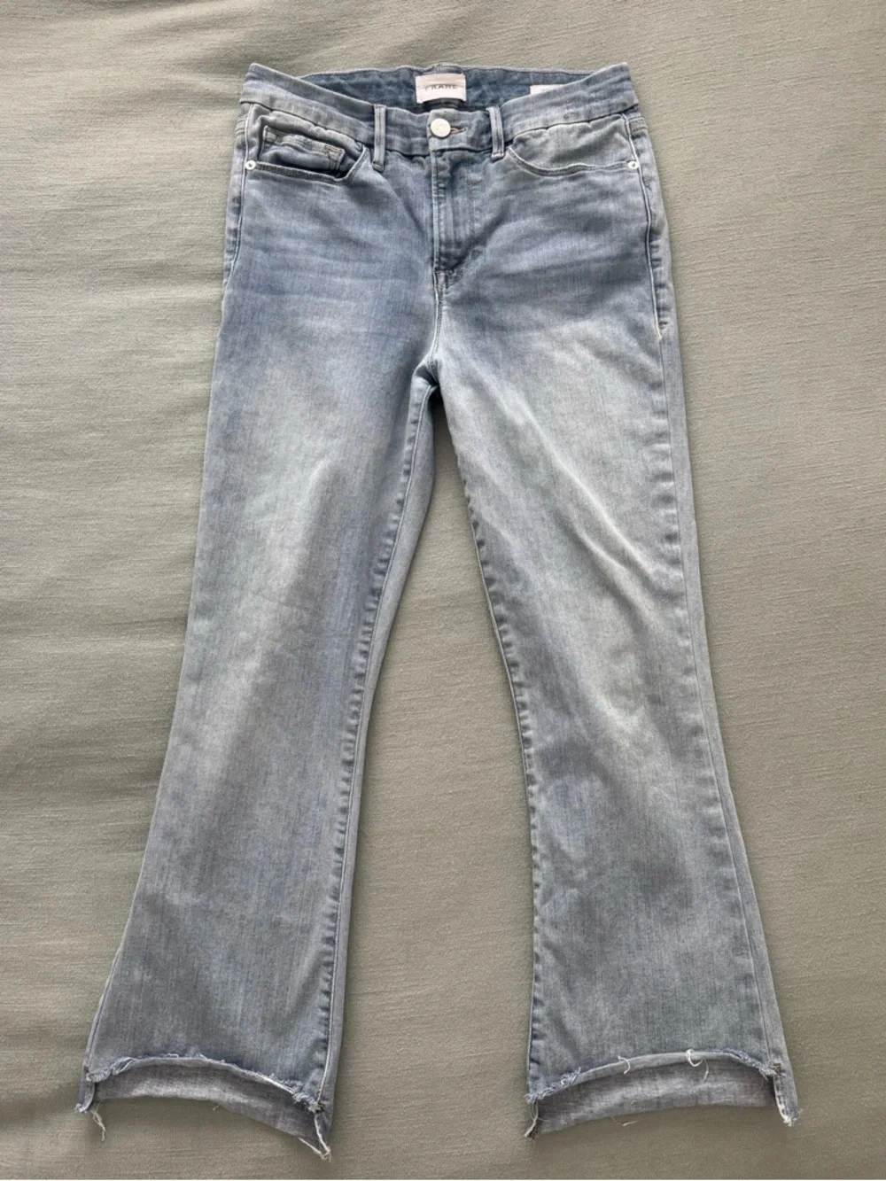 FRAME LE CROP MINI BOOT STAGGER RAW HEM GRENOBLE DESIGNER DENIM JEANS SZ 28 - Picture 15 of 15